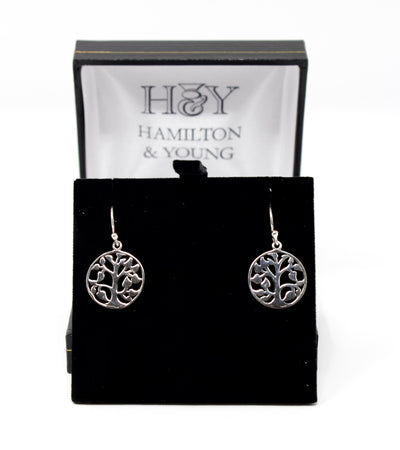 Celtic Tree of Life Silver Round Earrings 9024