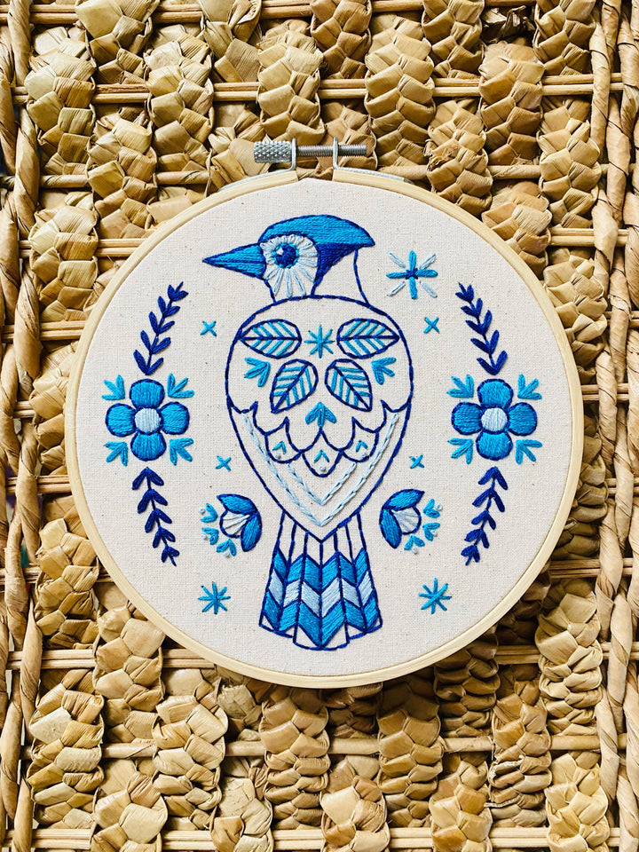 Folk Blue Jay Complete Embroidery Kit