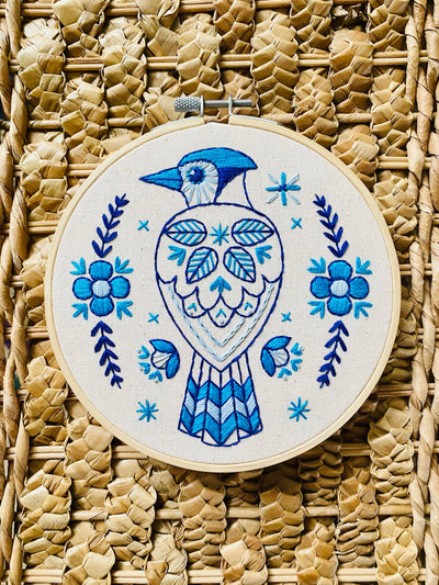 Folk Blue Jay Complete Embroidery Kit