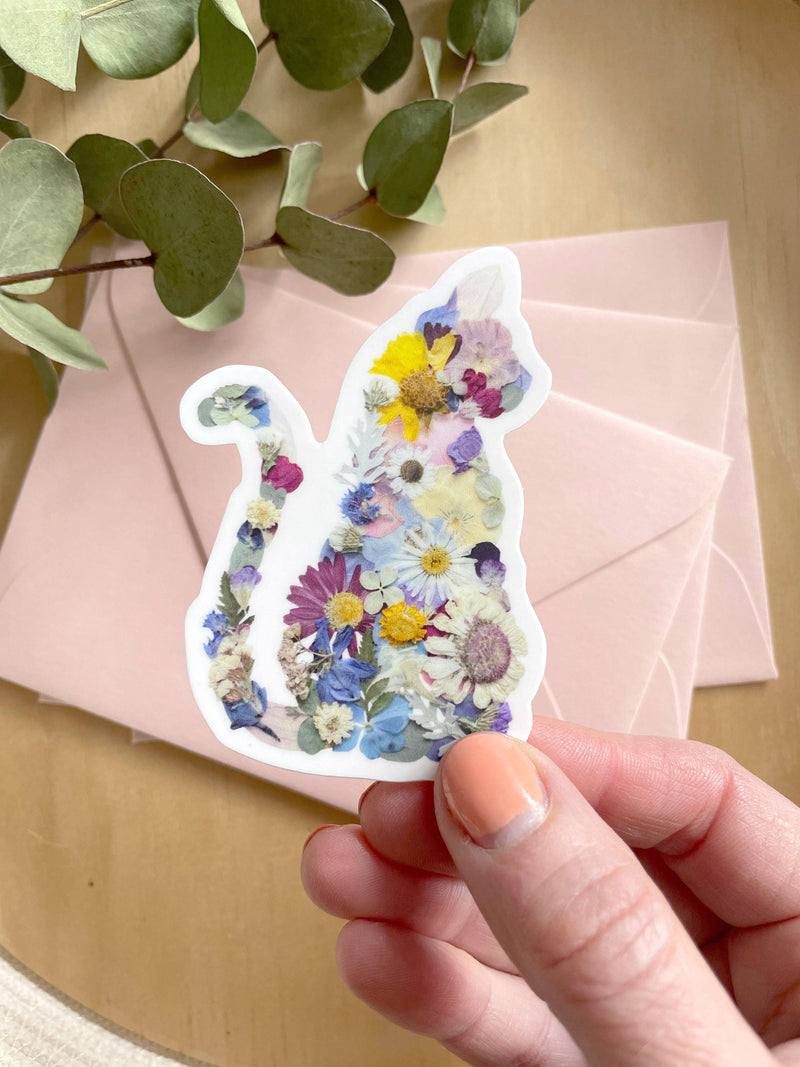 Cat, Pressed Flower 3" Magnet