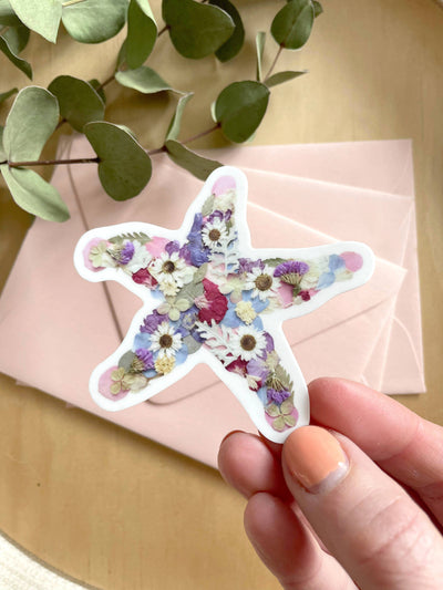 Starfish Pressed Flowers 3" Vinyl Sticker