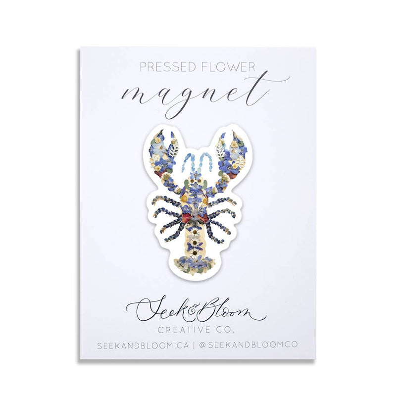 Lobster Blue, Pressed Flower 3" Magnet