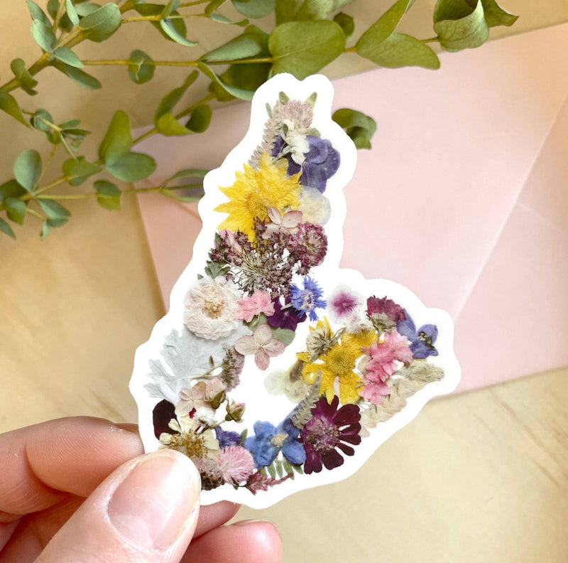 Cape Breton Map, Pressed Flower 3" Vinyl Sticker