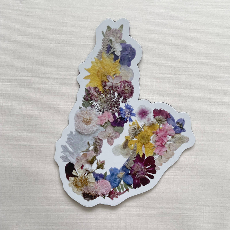 Cape Breton Map, Nova Scotia, Pressed Flower 3" Magnet