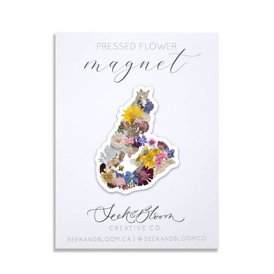 Cape Breton Map, Nova Scotia, Pressed Flower 3" Magnet