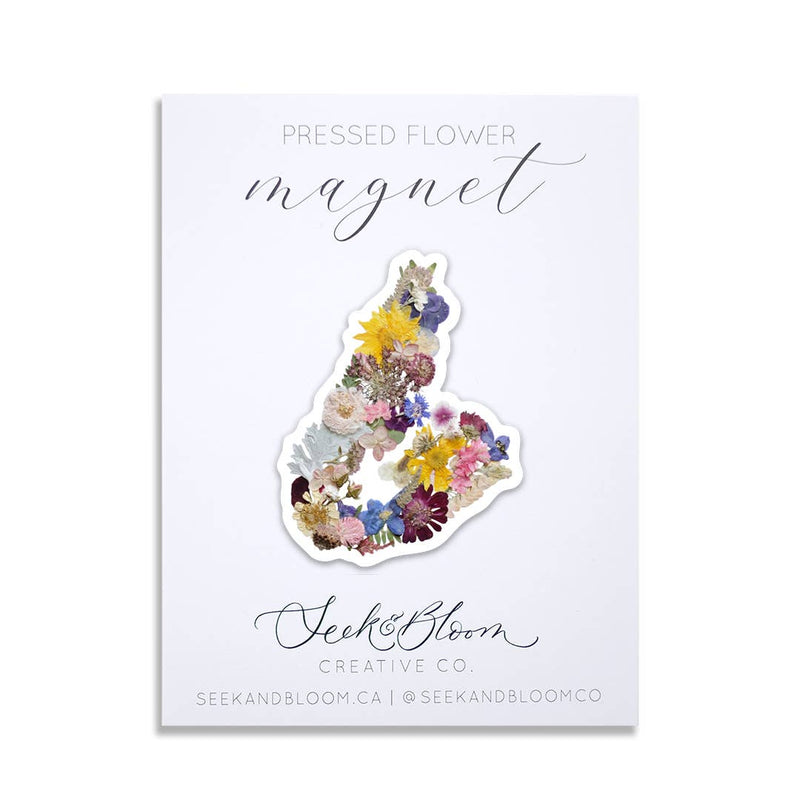 Cape Breton Map, Nova Scotia, Pressed Flower 3" Magnet