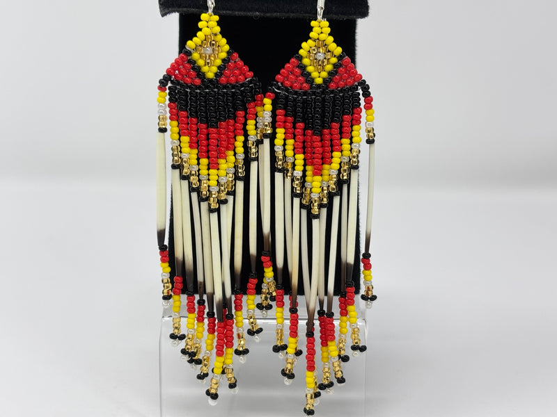 Beaded Waterfall Earrings with Quills