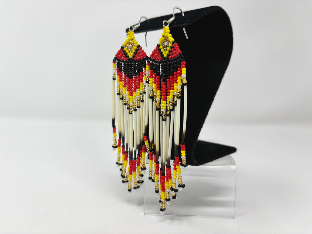 Beaded Waterfall Earrings with Quills