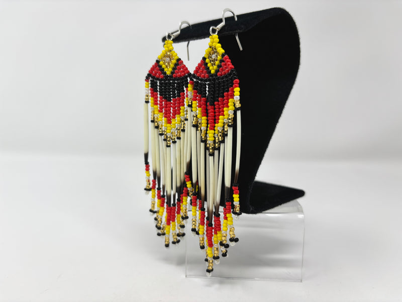 Beaded Waterfall Earrings with Quills