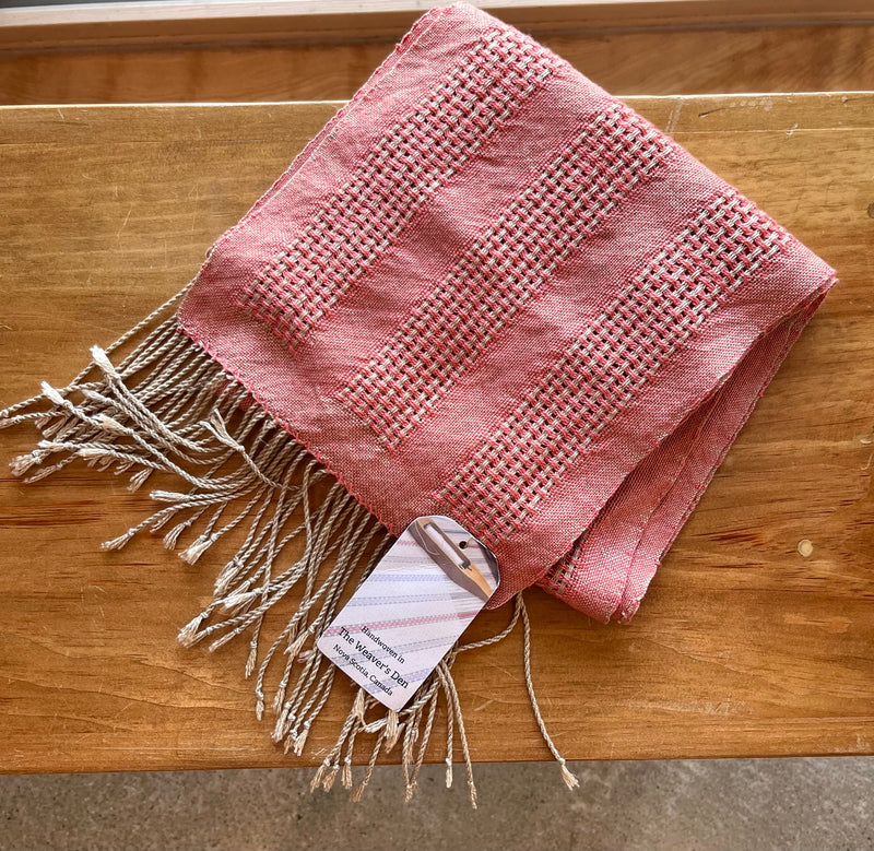 Handwoven Scarf- Lace Stripes in Pink