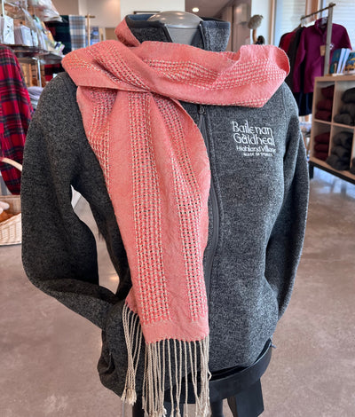 Handwoven Scarf- Lace Stripes in Pink