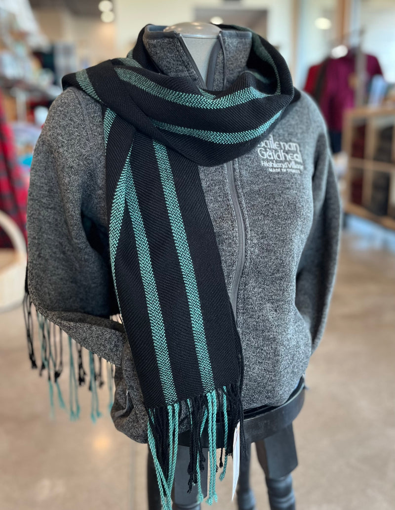 Handwoven Scarf - Teal Stripes