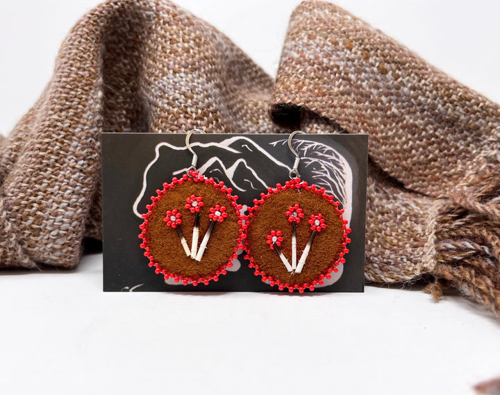 Leather &amp; Quill Beaded Earrings