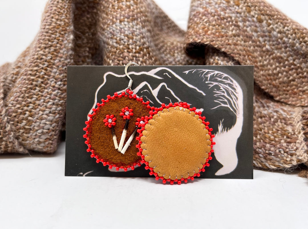 Leather &amp; Quill Beaded Earrings