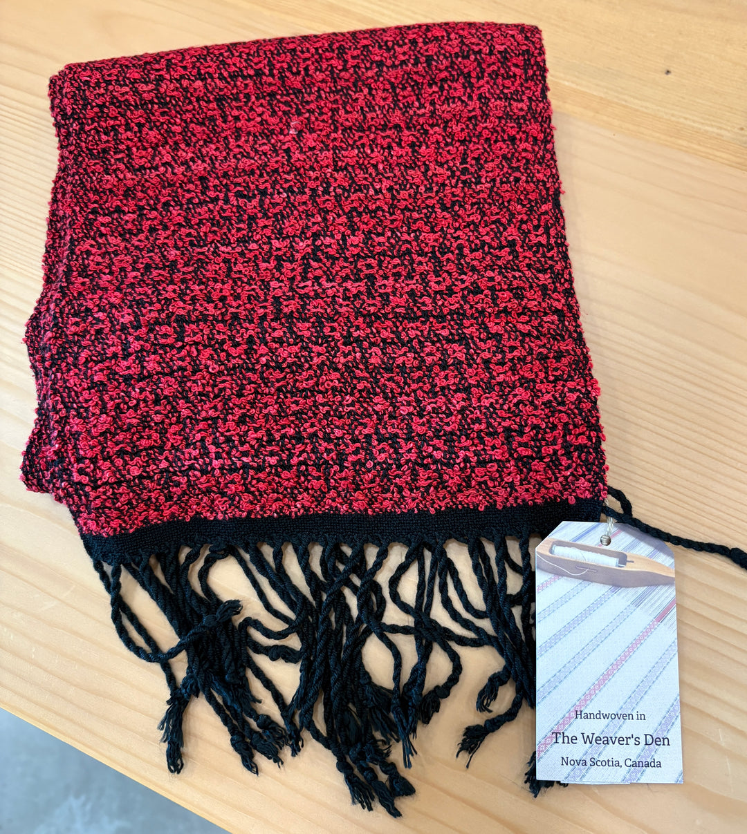 Handwoven Red Silk Scarf