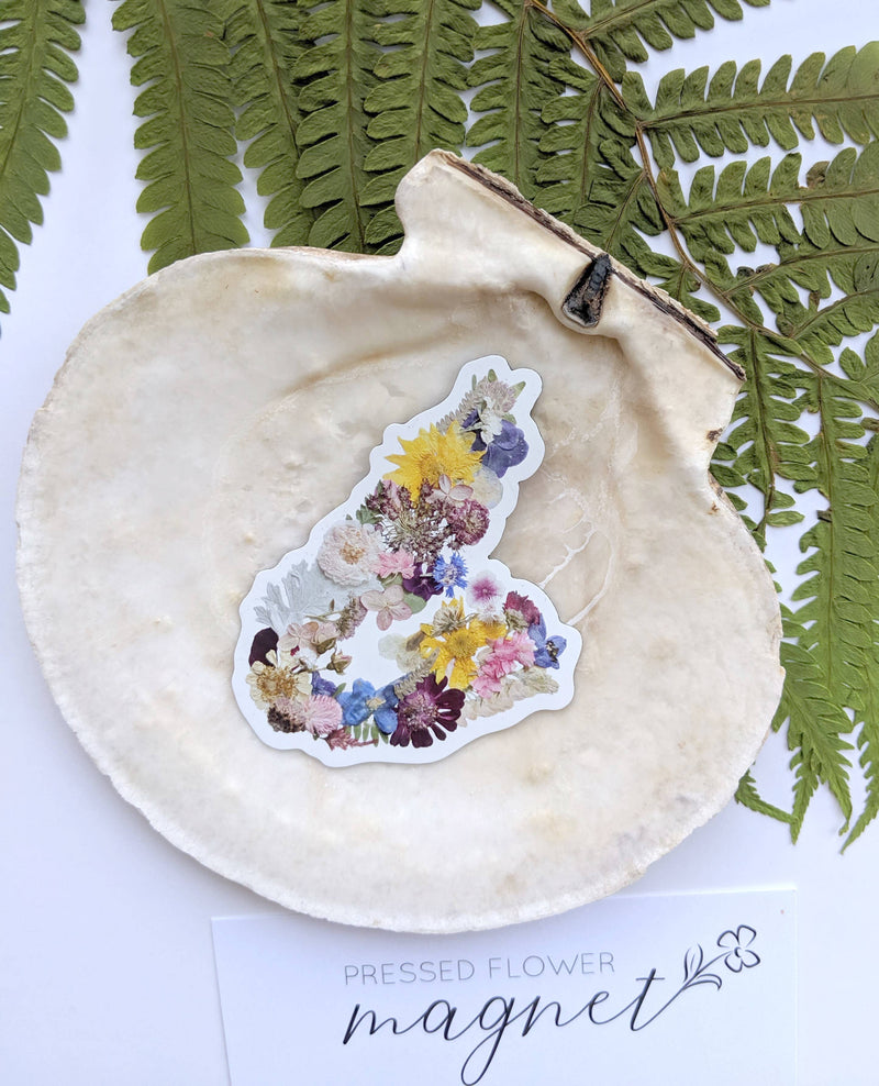 Cape Breton Map, Nova Scotia, Pressed Flower 3" Magnet