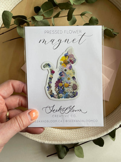 Cat, Pressed Flower 3" Magnet