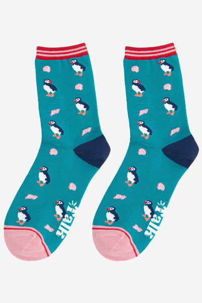 Women's Puffin and Sea Shell Bamboo Socks