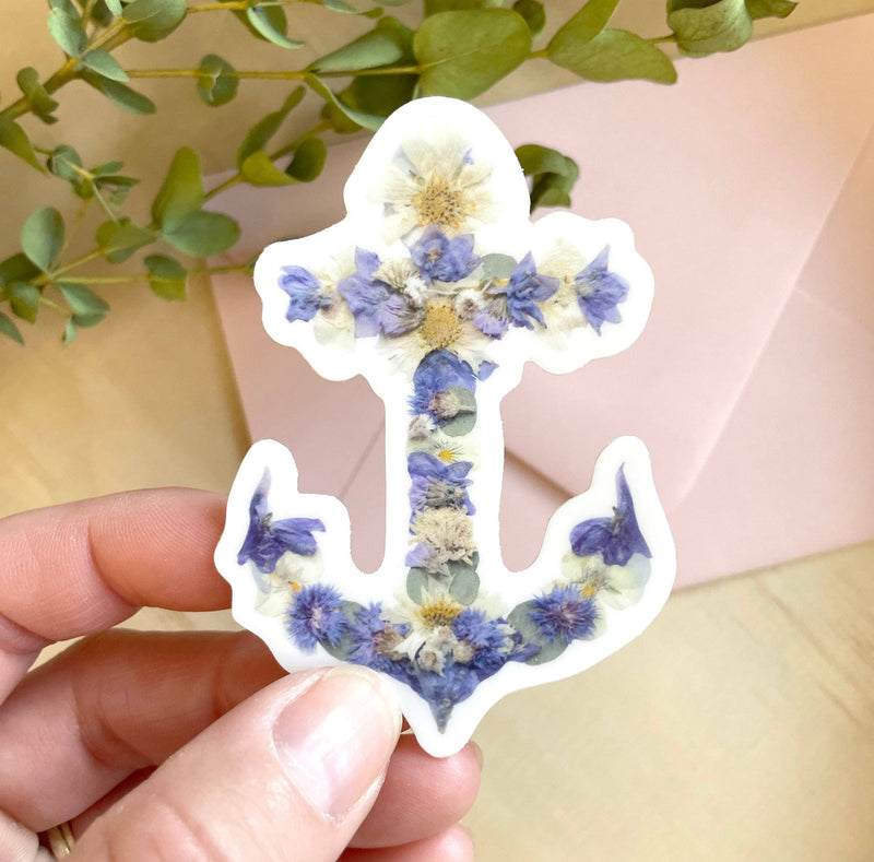Anchor Pressed Flowers 3" Vinyl Sticker
