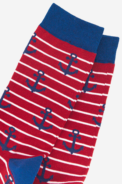 Men's Anchor and Stripe Nautical Bamboo Socks