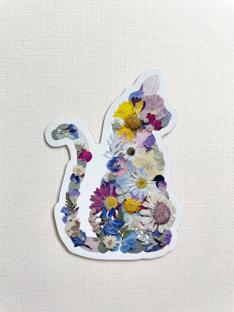 Cat, Pressed Flower 3" Magnet