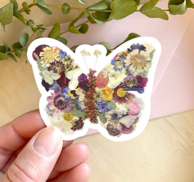 Butterfly Pressed Flowers 3" Vinyl Sticker
