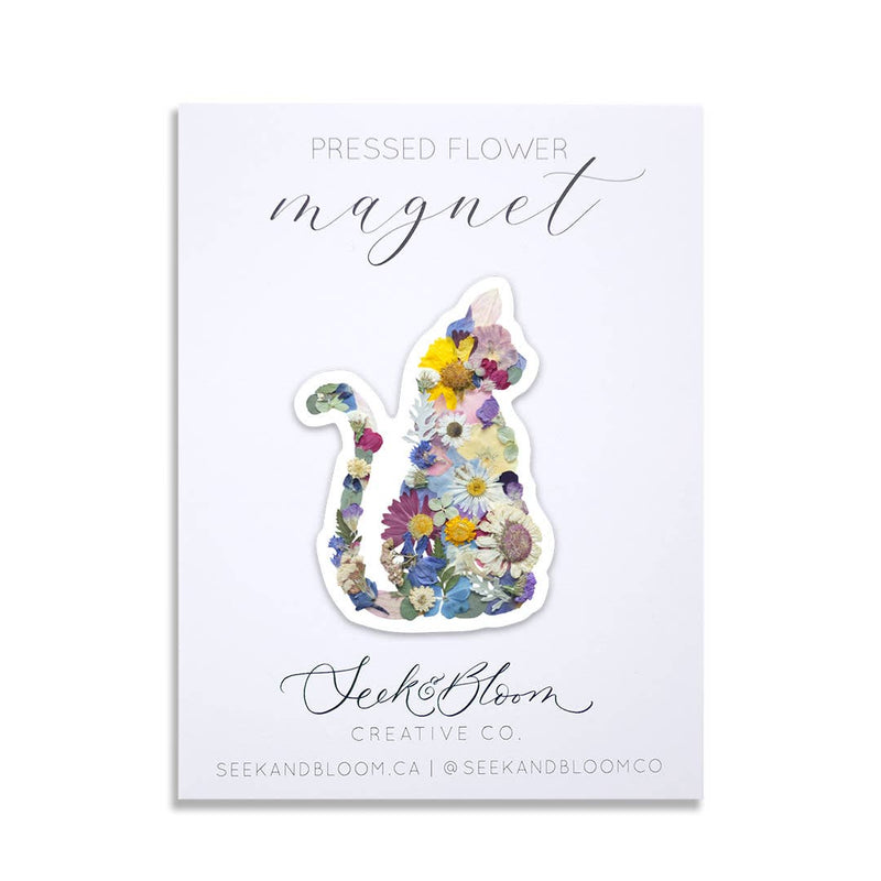 Cat, Pressed Flower 3" Magnet