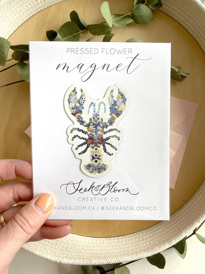 Lobster Blue, Pressed Flower 3" Magnet