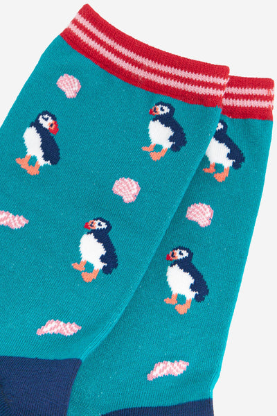 Women's Puffin and Sea Shell Bamboo Socks