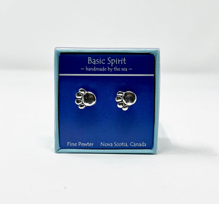 Paw Pewter Stud Earrings