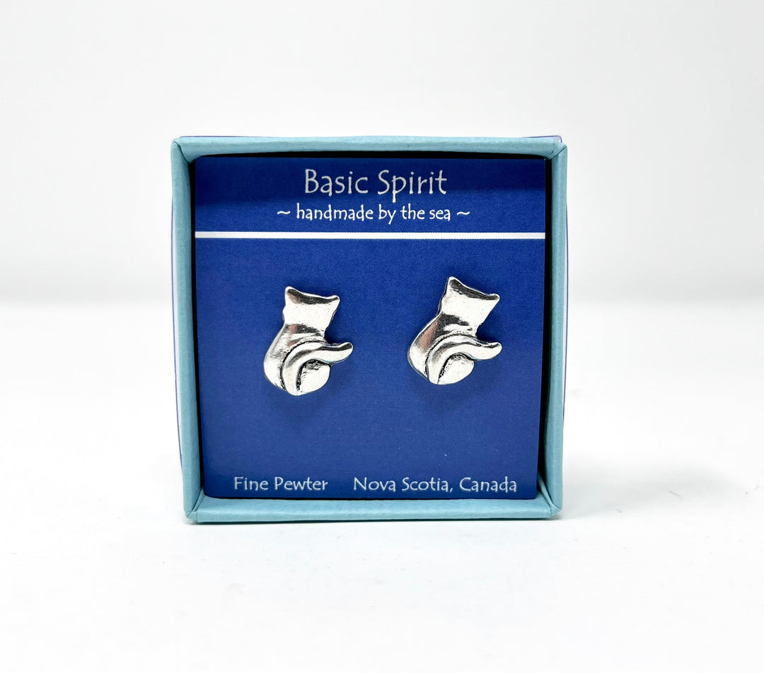 Cat Pewter Stud Earrings