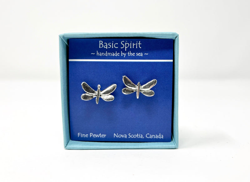 Dragonfly Pewter Stud Earrings
