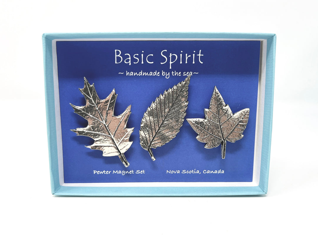 Pewter Leaves Magnet Set