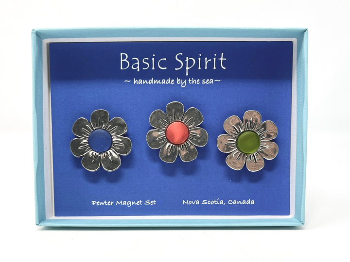 Pewter Flowers Magnet Set