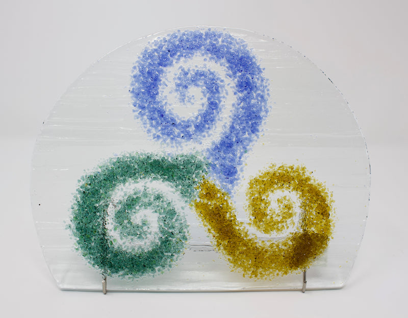 Fused Glass Celtic Knot. Wave design,  7"