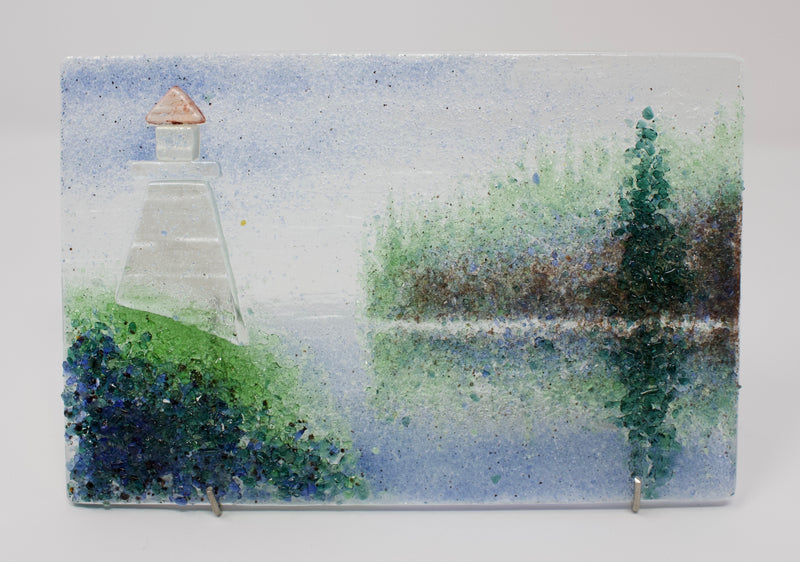 Fused Glass Artwork - Noreaster Lighthouse 