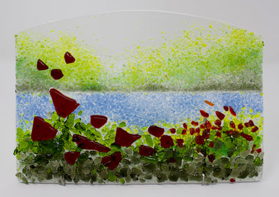 Fused Glass Artwork - Poppy Fields