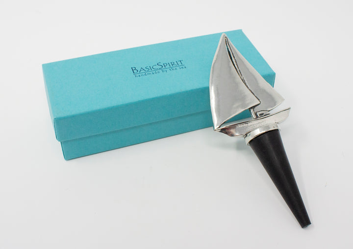 Pewter Sailboat Bottle Stopper 