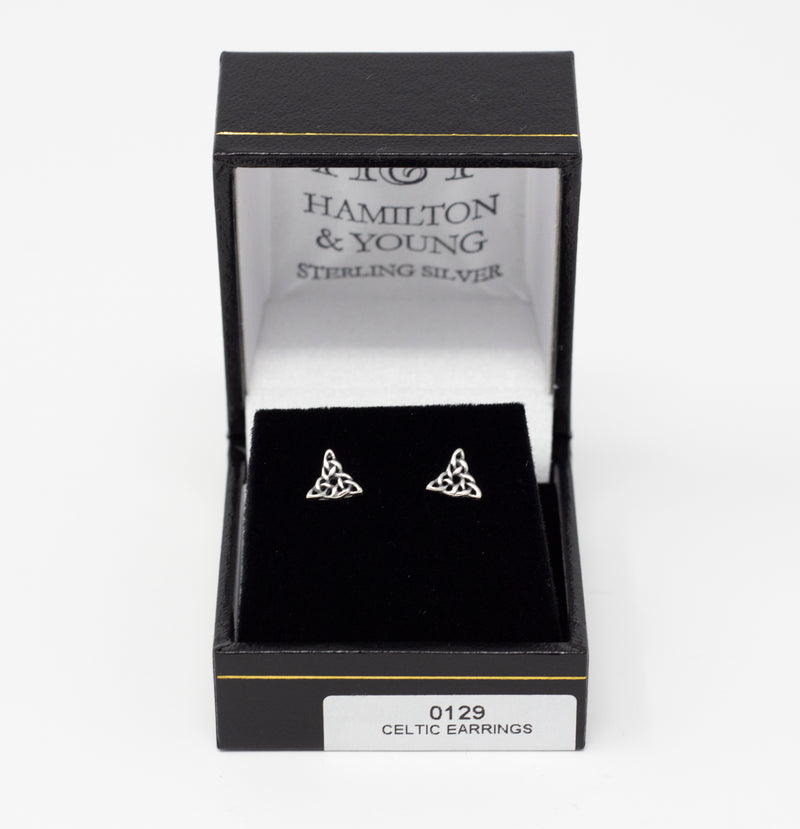 Celtic Knotwork Silver Triangle Stud Earrings 0129