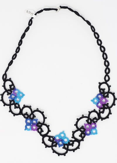 Tatted Half Necklaces, Black, Purple, Blue