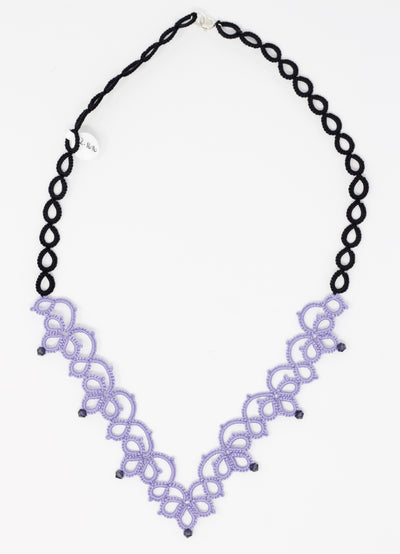 Tatted Half Necklaces, Black and Lavender