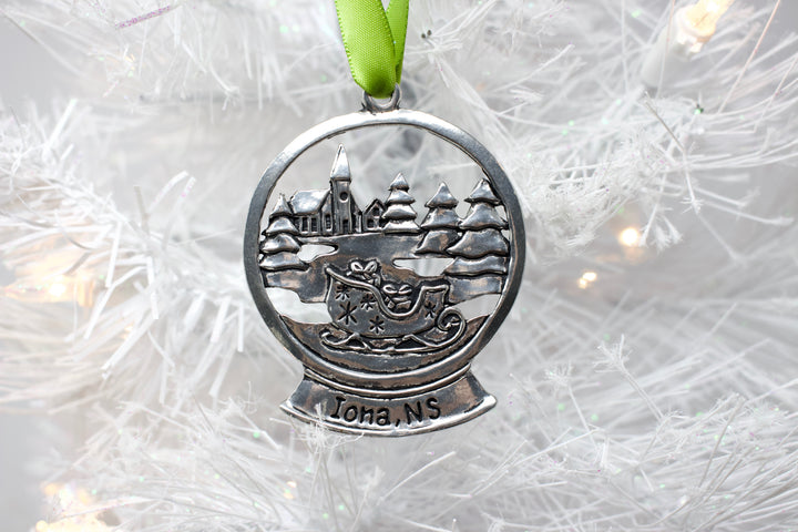 Pewter Snowglobe  "Iona" Ornament 