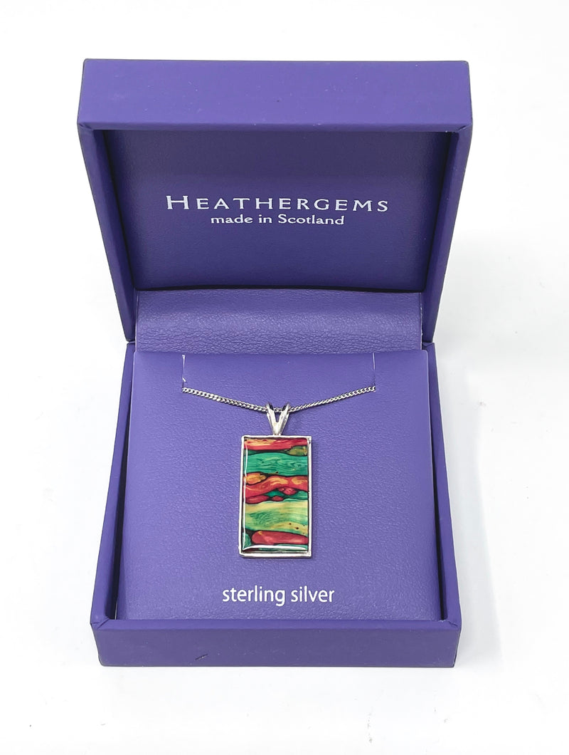 Heathergem Rectangle Necklace (Green, Red & Yellow)