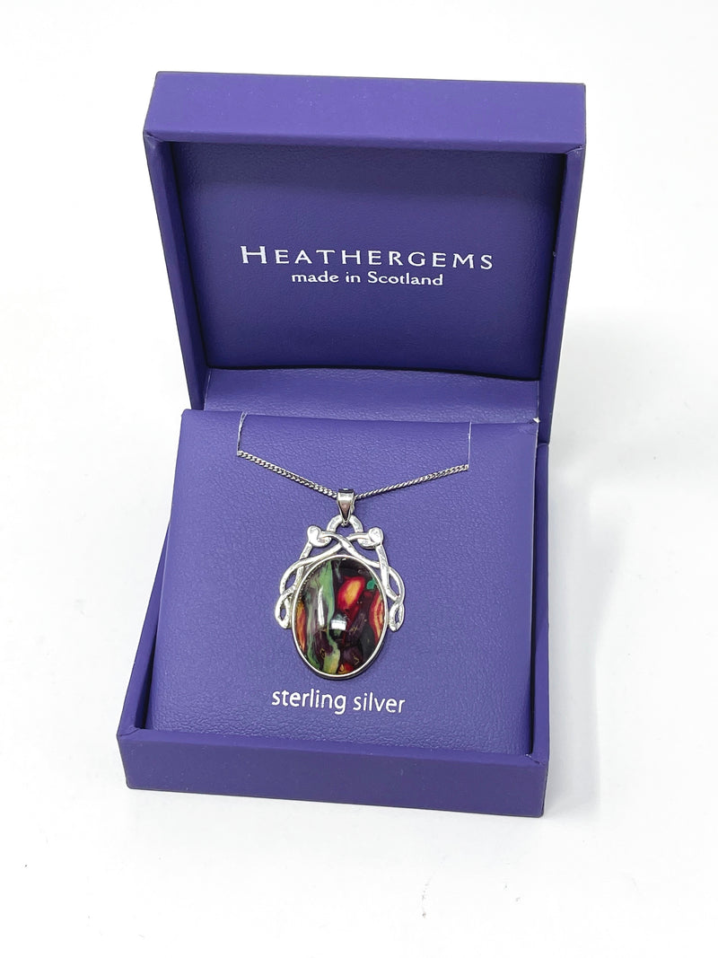 Heathergem Decorative Oval Necklace (Green, Purple, Red)