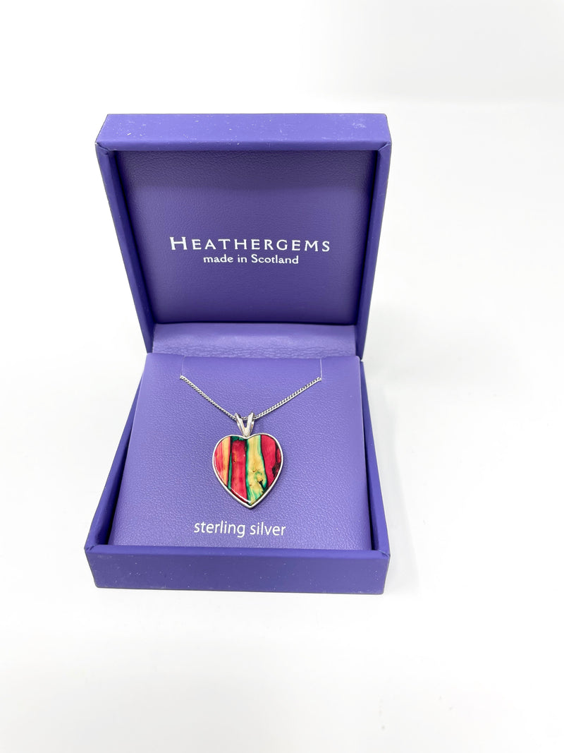 Heathergem Heart Necklace (Red, Yellow & Green)