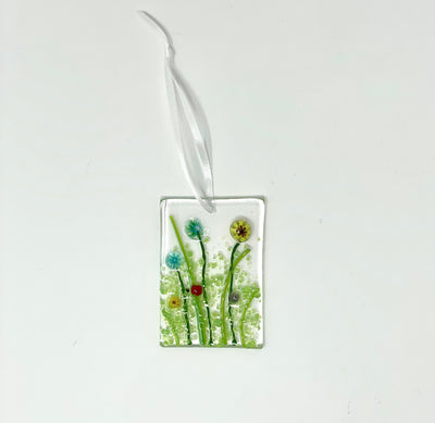 Fused glass wildflowers ornament