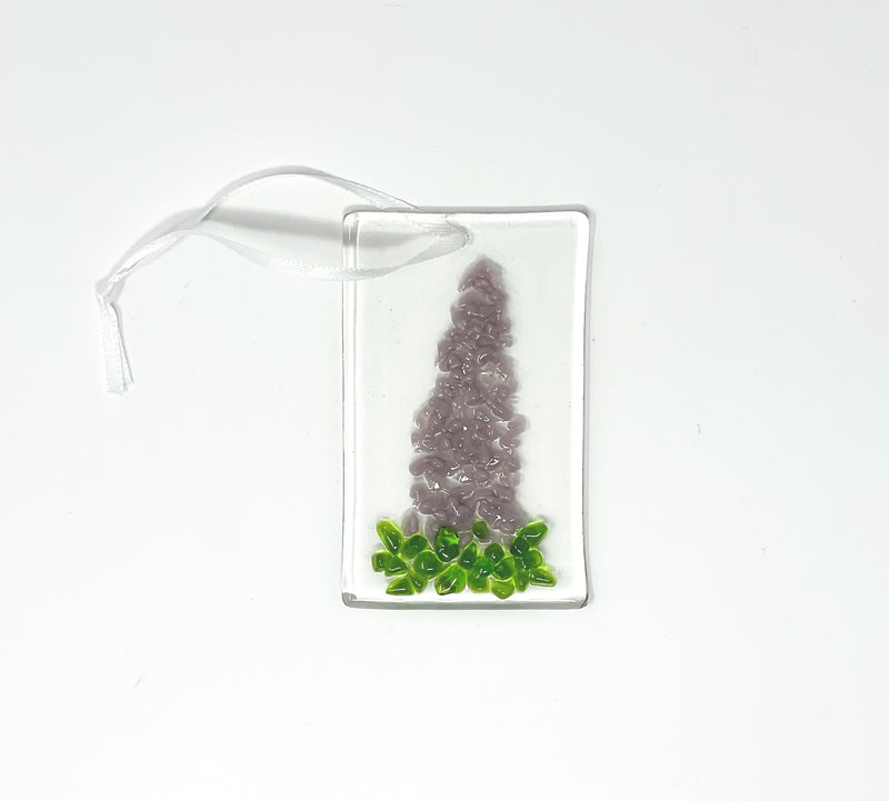 Fused glass lupin ornament