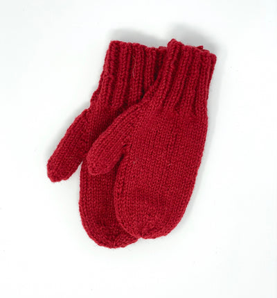 Hand Knit Children's Mittens- Red
