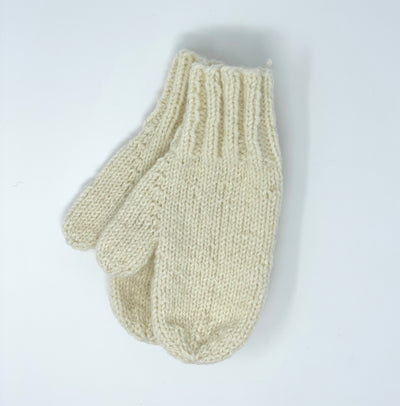 Hand Knit Children's Mittens- Cream