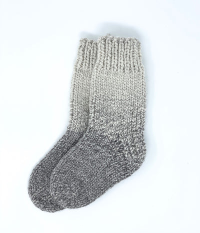 Hand Knit Children's Socks- Grey & Light Purple